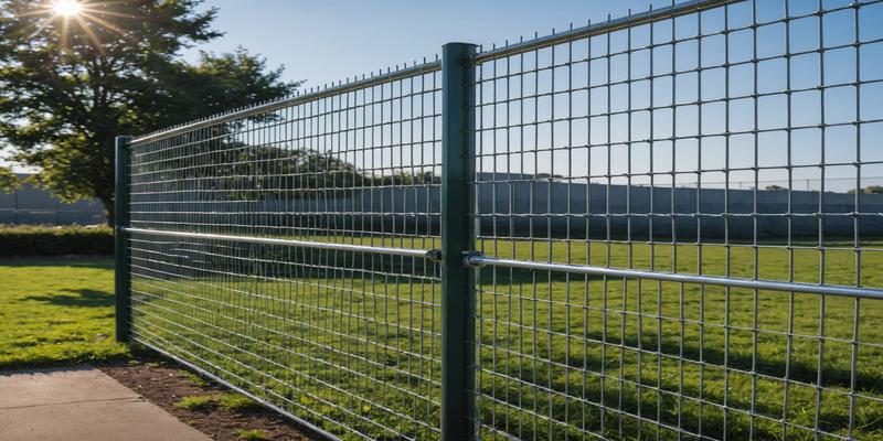 Welded wire mesh panels used in industrial and construction settings